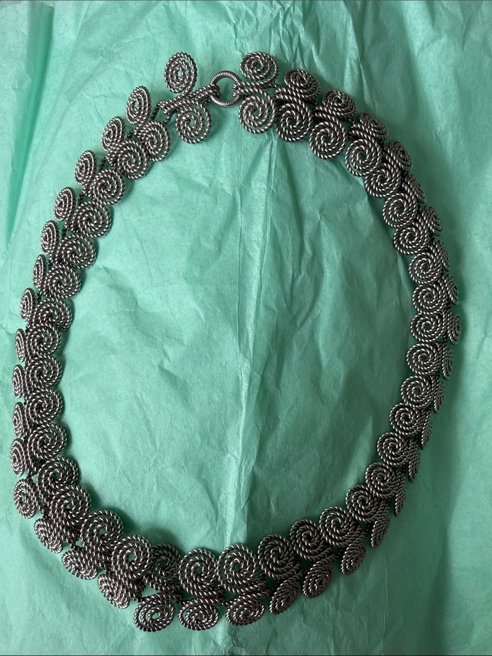 Silver Spiral Link Statement Necklace